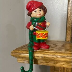 Vintage Plastic Christmas drummer boy Stocking Hanger Shelf Sitter Hong Kong